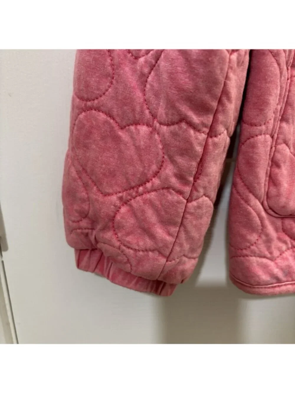 Lucky Brand Heart Quilted Pink Full Zip Hooded Jacket Size L 14/16
